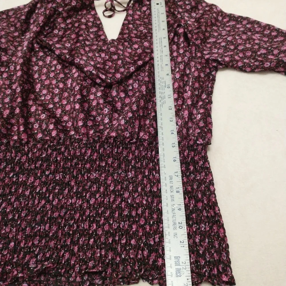 Leyden Women's Smocked Black And Purple Floral Blouse